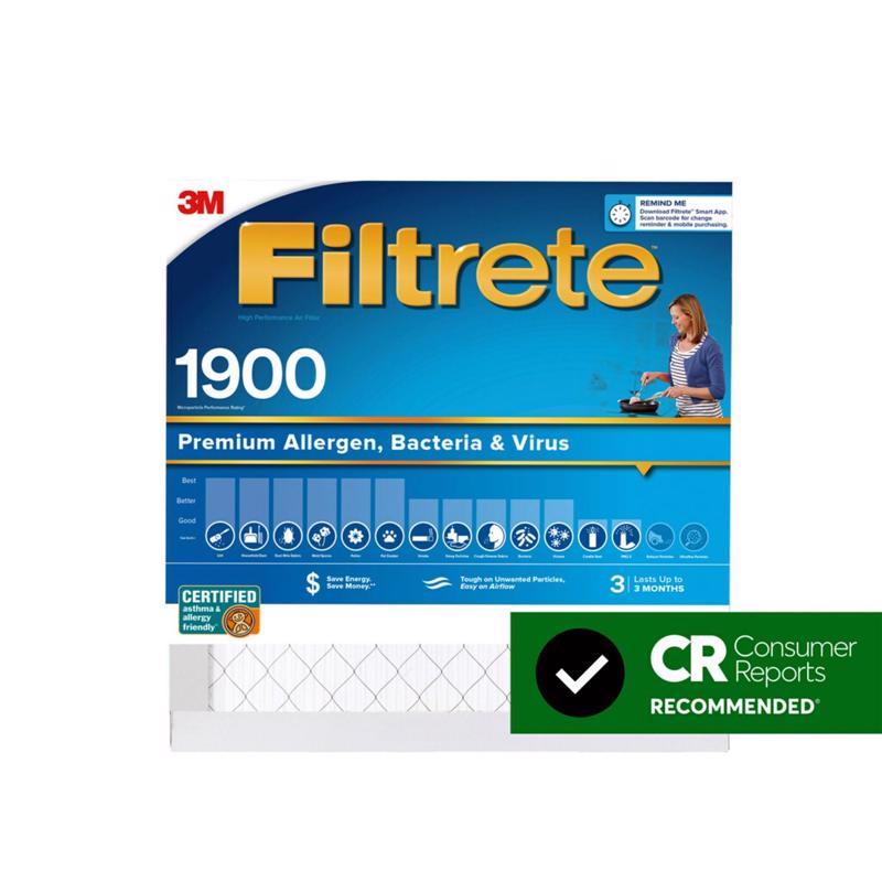 Filtrete 20 in. W X 20 in. H X 1 in. Polypropylene 1900 MPR Pleated Allergen Air Filter