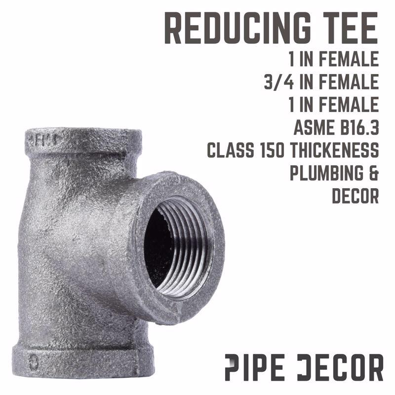STZ Industries 3/4 in. FIP each X 3/4 in. D FIP 1 in. D FIP Black Malleable Iron Reducing Tee