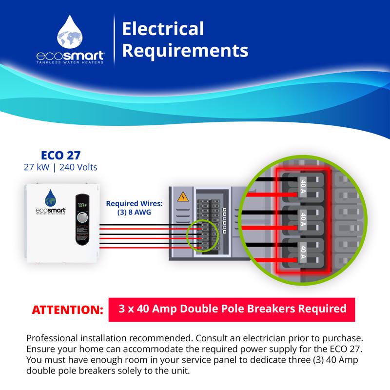 EcoSmart 27000 W Tankless Electric Water Heater