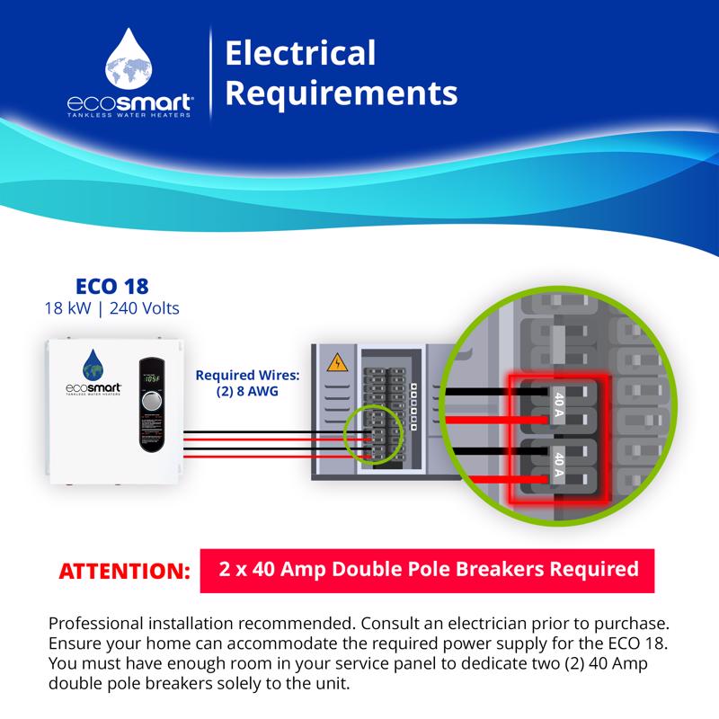 EcoSmart 18 W Tankless Electric Water Heater