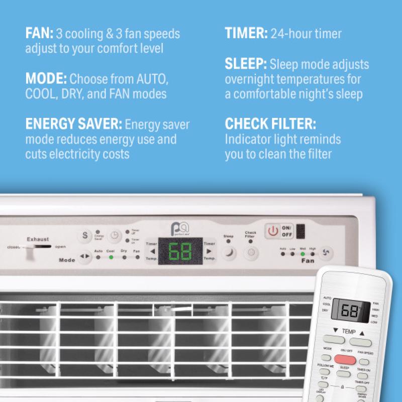Perfect Aire 10000 BTU 115 V Casement Air Conditioner w/Remote 400-450 sq ft