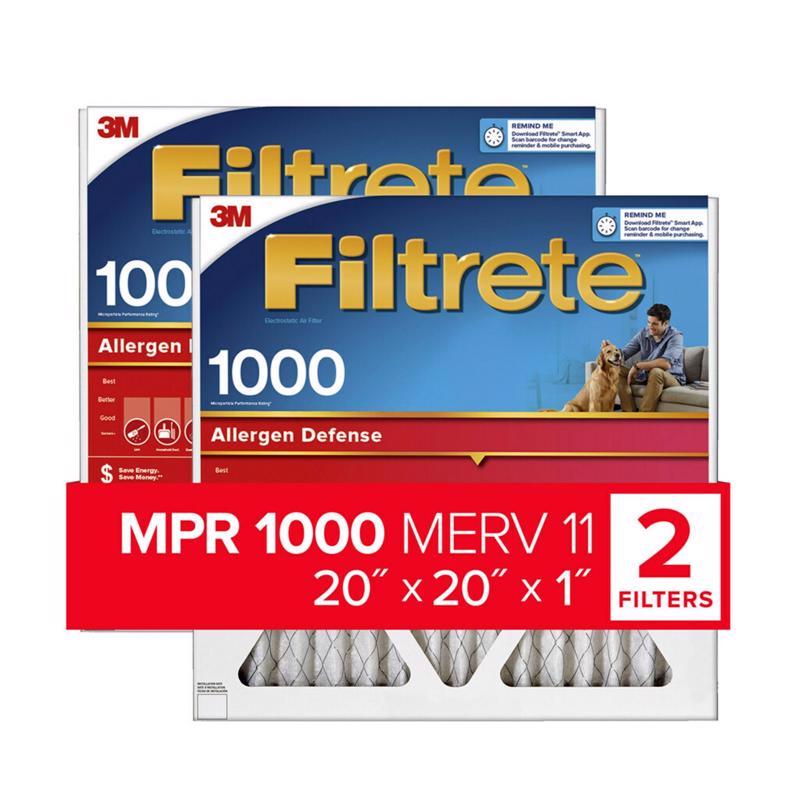 Filtrete 20 in. W X 20 in. H X 1 in. 1000 MPR Pleated Air Filter 2 pk