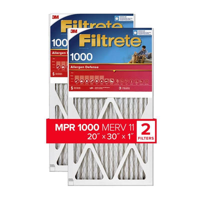 Filtrete 20 in. W X 30 in. H X 1 in. 1000 MPR Pleated Air Filter 2 pk
