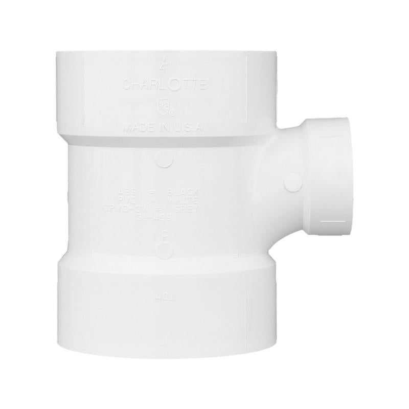 Charlotte Pipe 1-1/2 in. Hub X 4 in. D Hub PVC Sanitary Tee