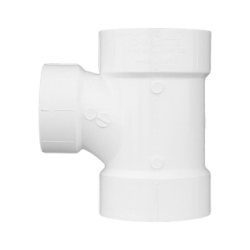 Charlotte Pipe Schedule 40 4 in. Hub X 4 in. D Hub PVC Sanitary Tee