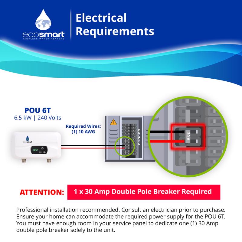 EcoSmart 6500 W Tankless Electric Water Heater