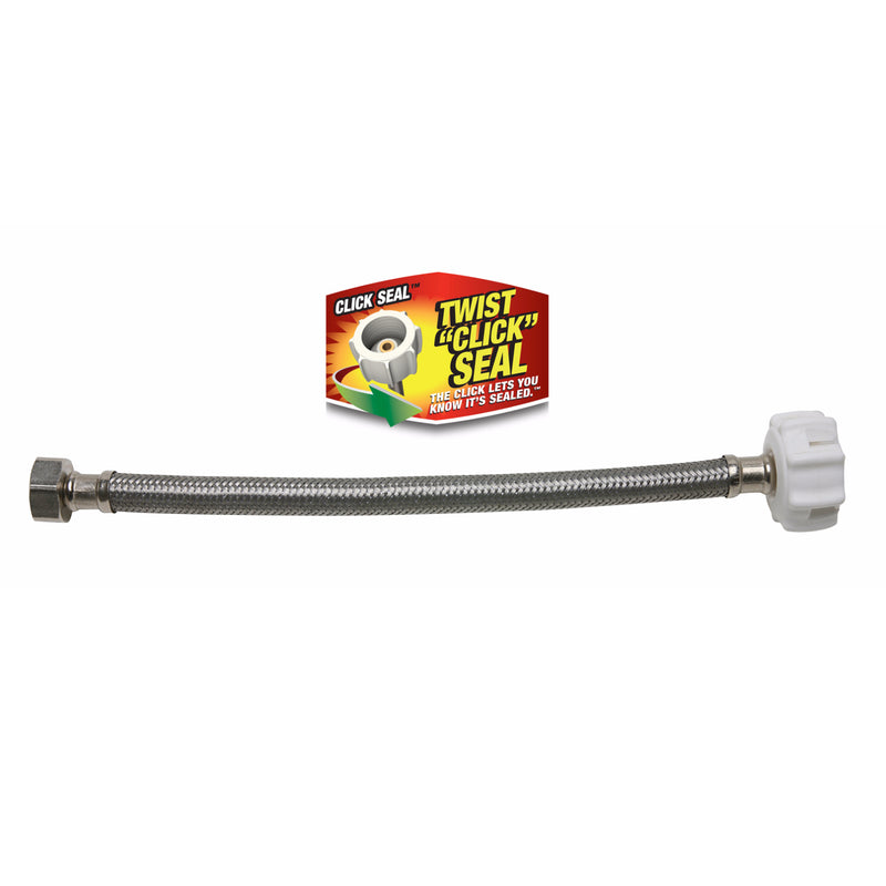Fluidmaster 3/8 in. Compression X 7/8 in. D Ballcock 12 in. Braided Stainless Steel Toilet Supply Li
