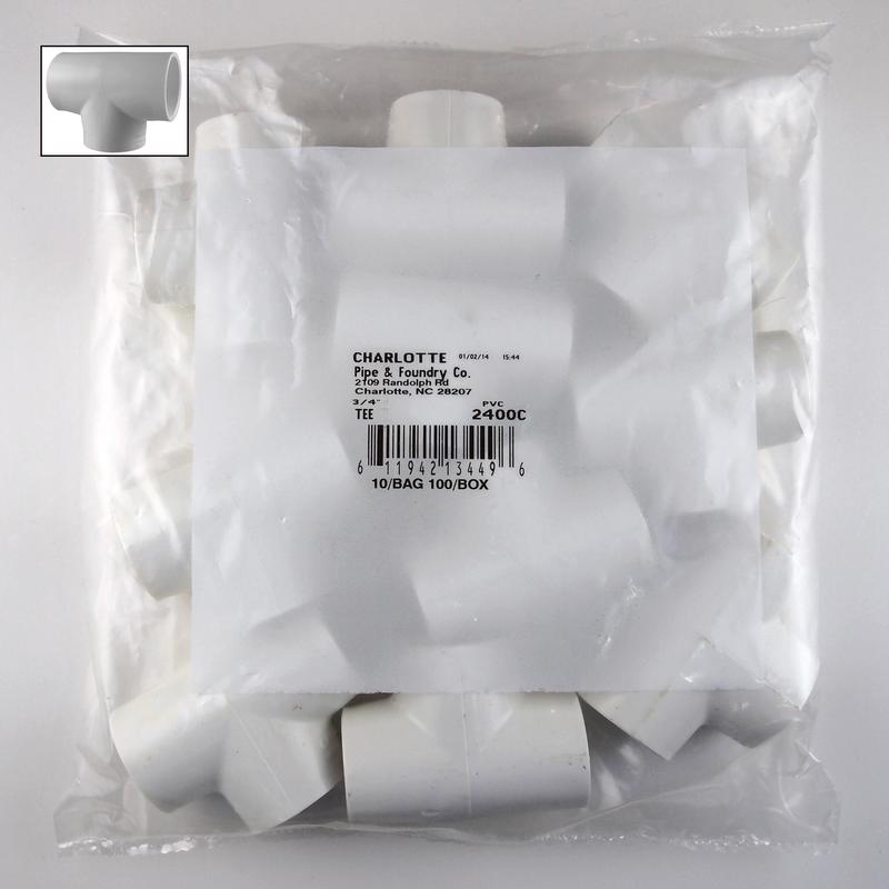Charlotte Pipe Schedule 40 3/4 in. Slip X 3/4 in. D Slip PVC Tee