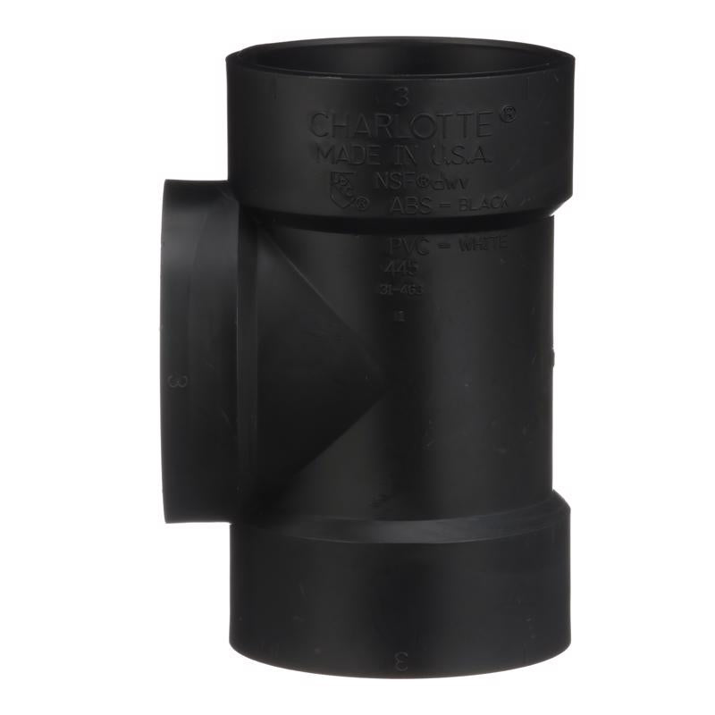 Charlotte Pipe 3 in. Hub X 3 in. D Hub ABS Flush Cleanout Tee