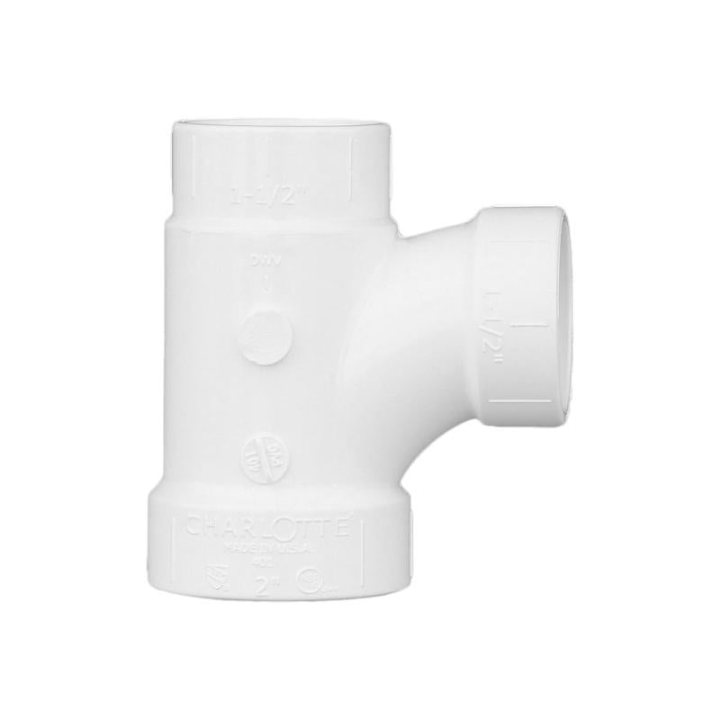 Charlotte Pipe Schedule 40 2 in. Hub X 1-1/2 in. D Hub PVC Sanitary Tee