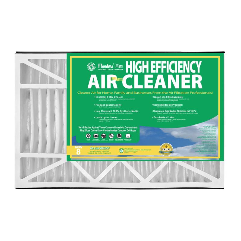 Flanders 16 in. W X 25 in. H X 3 in. Synthetic 8 MERV Pleated Air Filter
