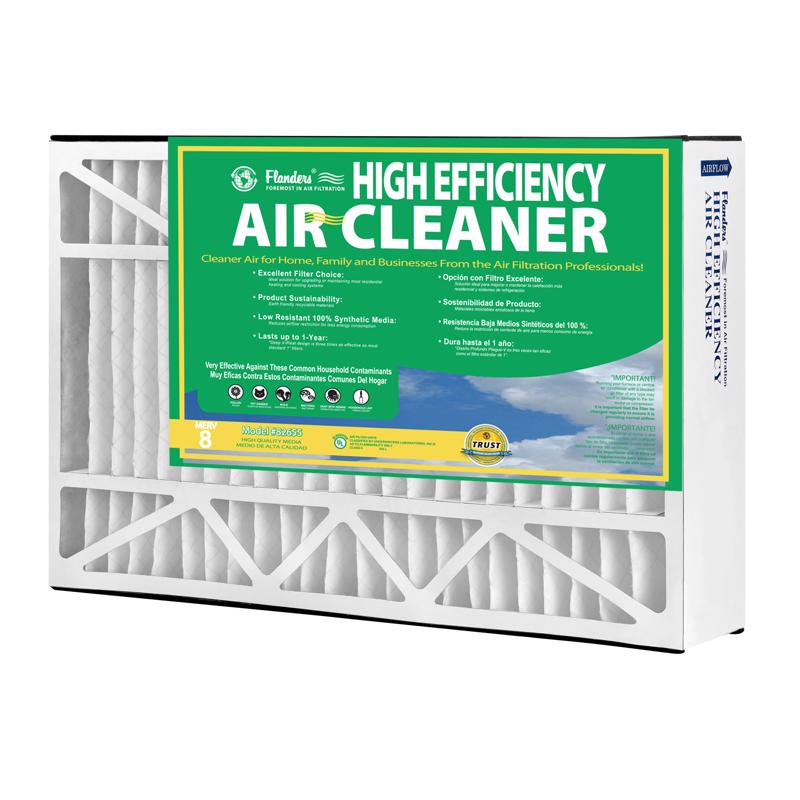 Flanders 16 in. W X 25 in. H X 3 in. Synthetic 8 MERV Pleated Air Filter