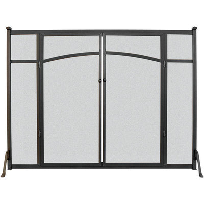 Panacea Black/Gray Matte Metal Fireplace Screen with Doors