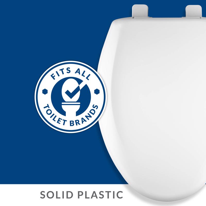 Mayfair by Bemis Elongated White Plastic Toilet Seat