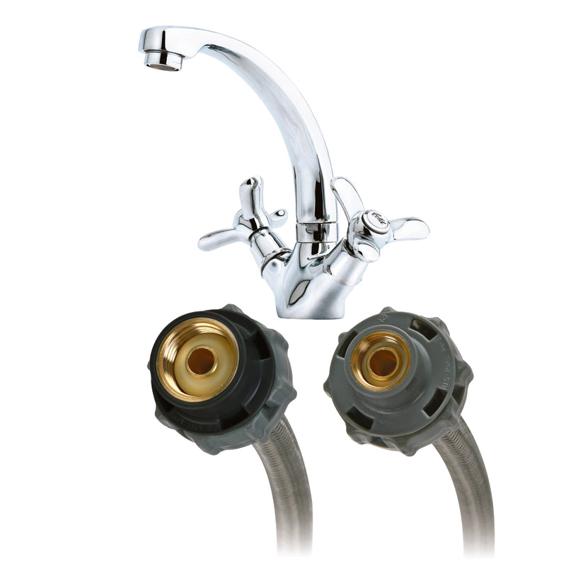 Fluidmaster 3/8 in. Compression X 1/2 in. D FIP 16 in. Stainless Steel Supply Line