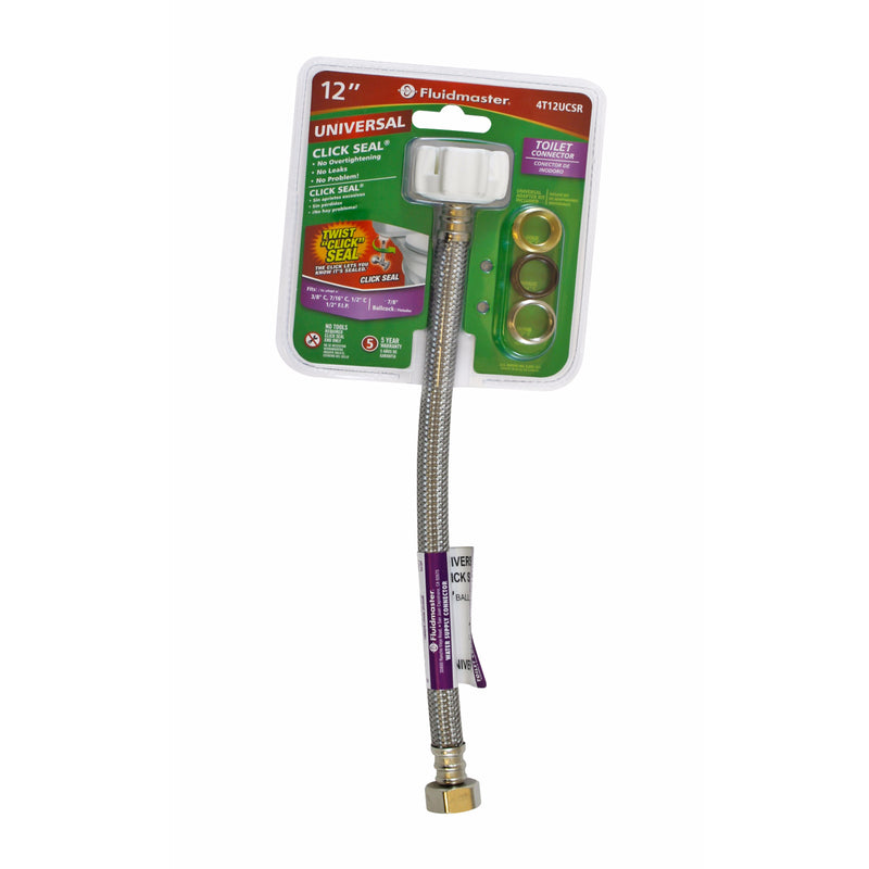 Fluidmaster 1/2 in. Ballcock Ah X 7/8 in. D Ballcock 12 in. Stainless Steel Toilet Supply Line