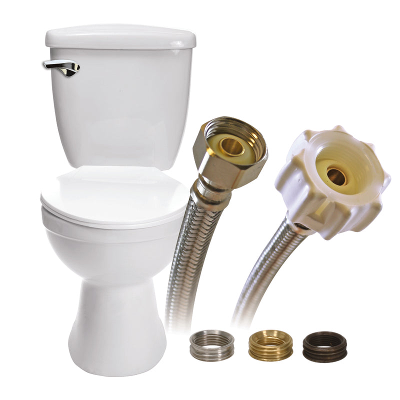 Fluidmaster 1/2 in. Ballcock Ah X 7/8 in. D Ballcock 12 in. Stainless Steel Toilet Supply Line