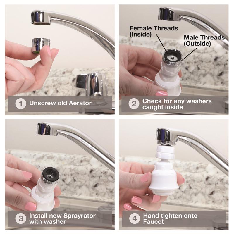 Danco Dual Thread 15/16 in.- 27M x 55/64 in.-27F White Swivel Sprayrator
