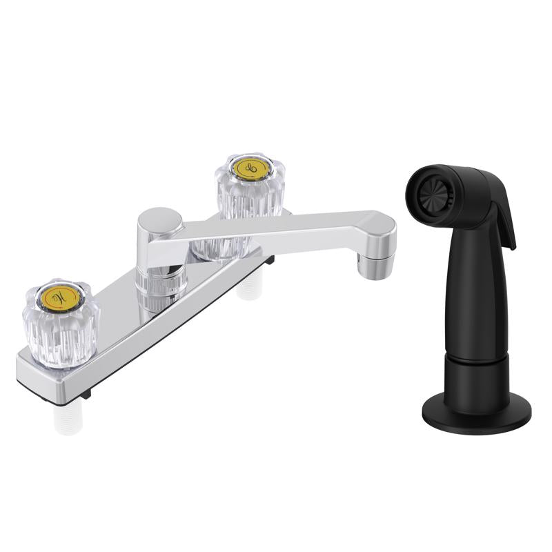 Home Plus Two Handle Chrome Kitchen Faucet Side Sprayer Included