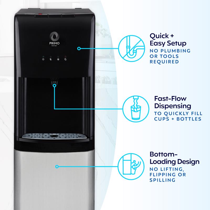 Primo Water Deluxe 5 gal Black/Gray Water Dispenser Stainless Steel
