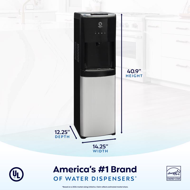 Primo Water Deluxe 5 gal Black/Gray Water Dispenser Stainless Steel