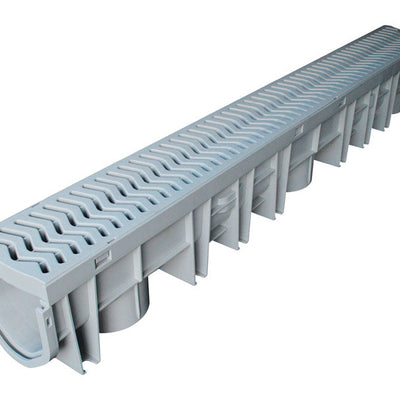 Fernco Storm Drain Plus 39-1/2 in. Gray Rectangle Polypropylene Channel Grate