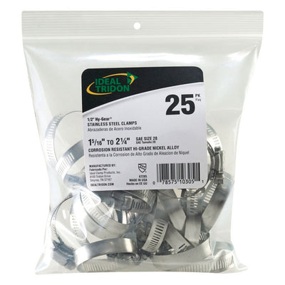 Ideal Tridon Hy Gear 1-5/16 in to 2-1/4 in. SAE 28 Silver Hose Clamp Stainless Steel Band