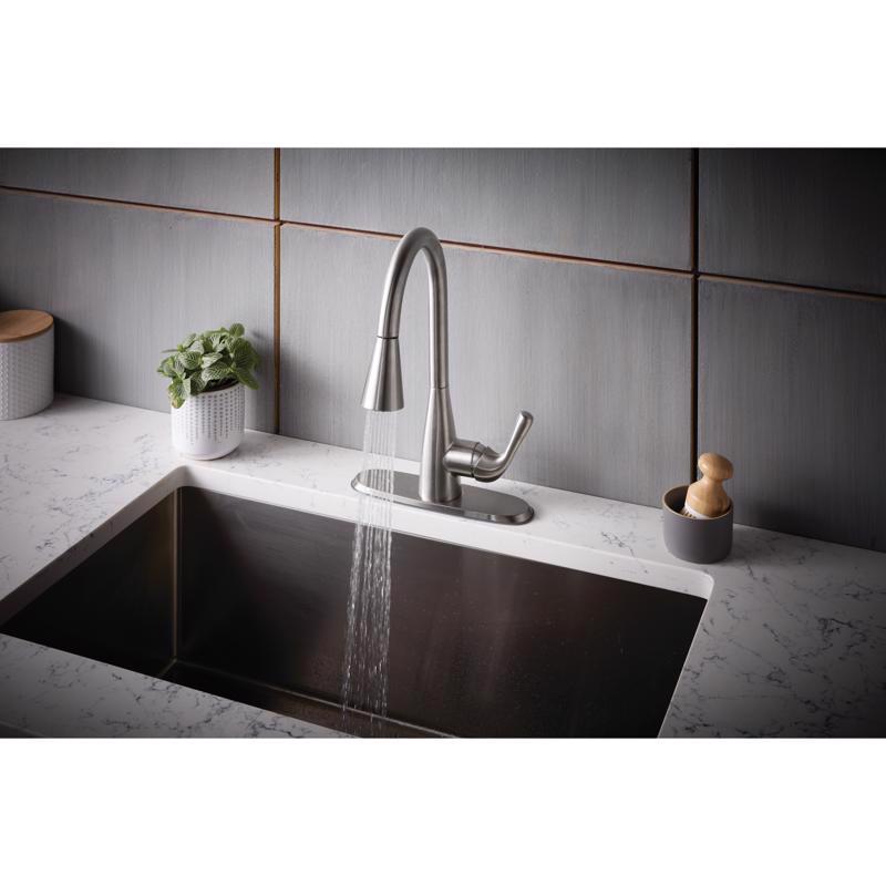 Oakbrook Collection Vela One Handle Brushed Nickel Kitchen Faucet