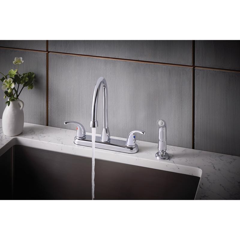 Oakbrook Collection Pacifica Two Handle Chrome Kitchen Faucet Side Sprayer Included