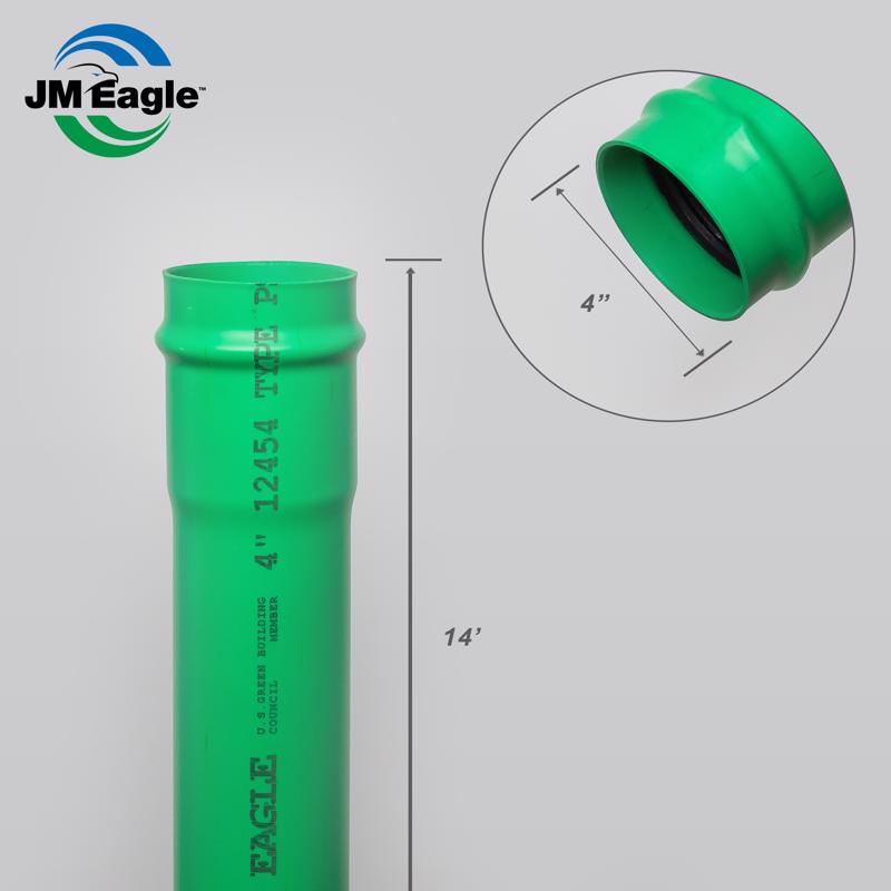 JM Eagle 3034 (SDR35) PVC Sewer Main 4 in. D X 14 ft. L Bell 0 psi