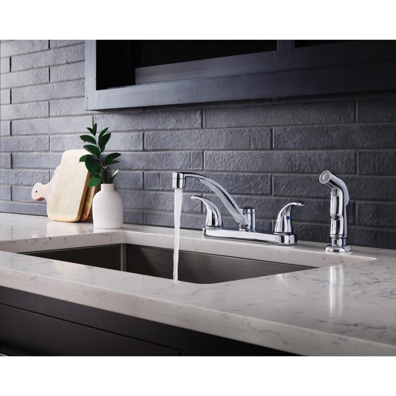 Oakbrook Collection Essentials Two Handle Chrome Kitchen Faucet Side Sprayer Included