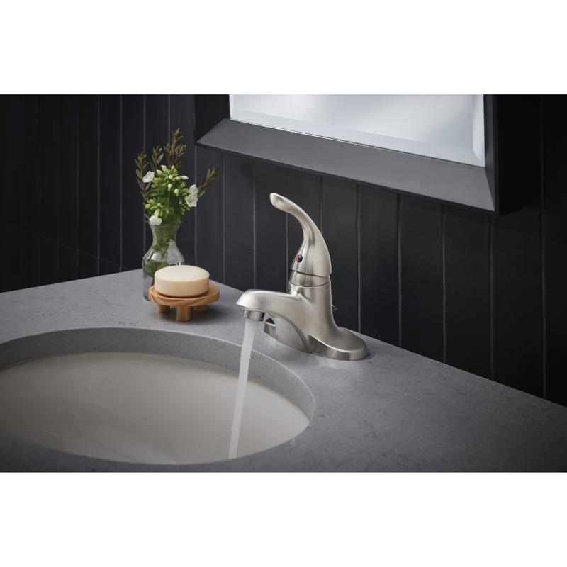 Oakbrook Collection Brushed Nickel Coastal Single-Handle Bathroom Sink Faucet 4 in.