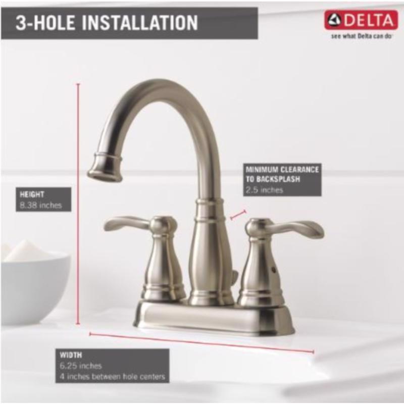 Delta Porter Brushed Nickel Traditional Centerset Bathroom Sink Faucet 4 in.
