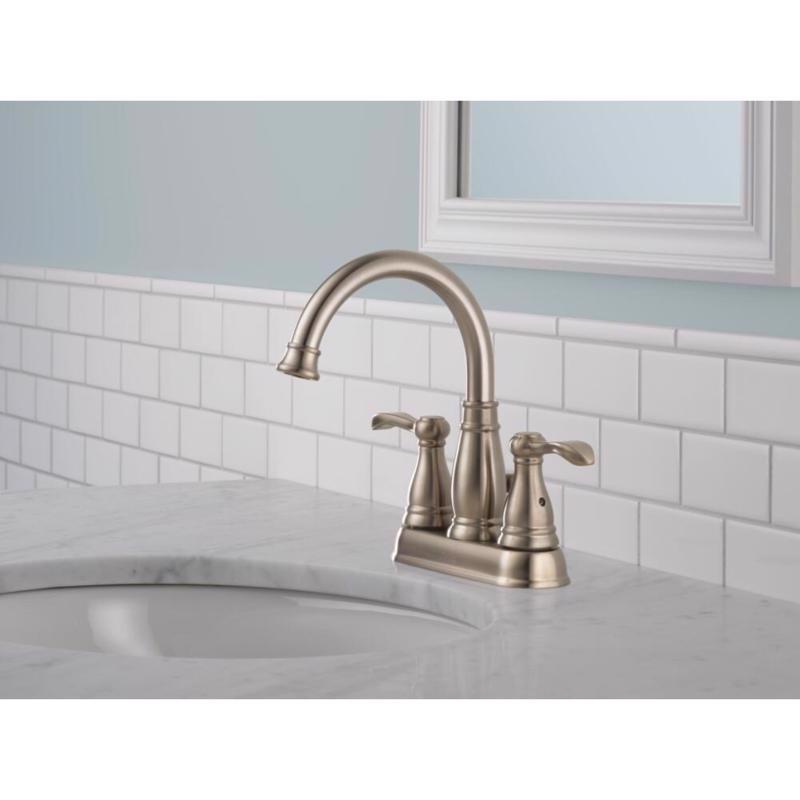 Delta Porter Brushed Nickel Traditional Centerset Bathroom Sink Faucet 4 in.