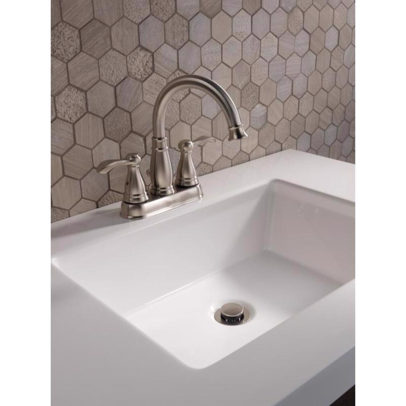 Delta Porter Brushed Nickel Traditional Centerset Bathroom Sink Faucet 4 in.