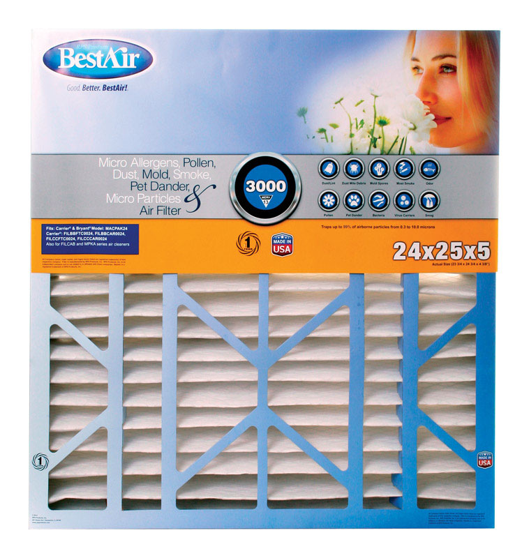 BestAir 24 in. W X 25 in. H X 5 in. 13 MERV Pleated Air Filter