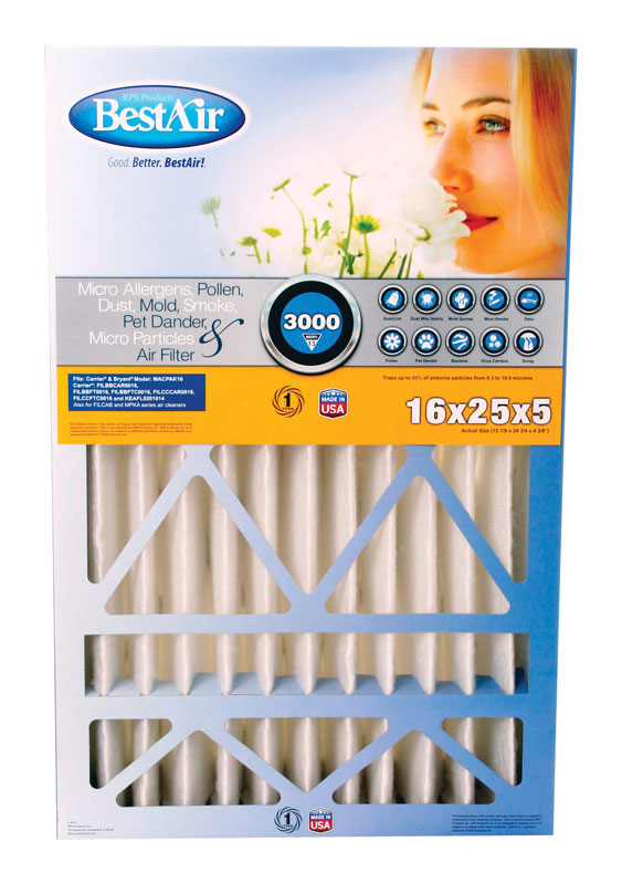 BestAir 16 in. W X 25 in. H X 5 in. 13 MERV Pleated Air Filter