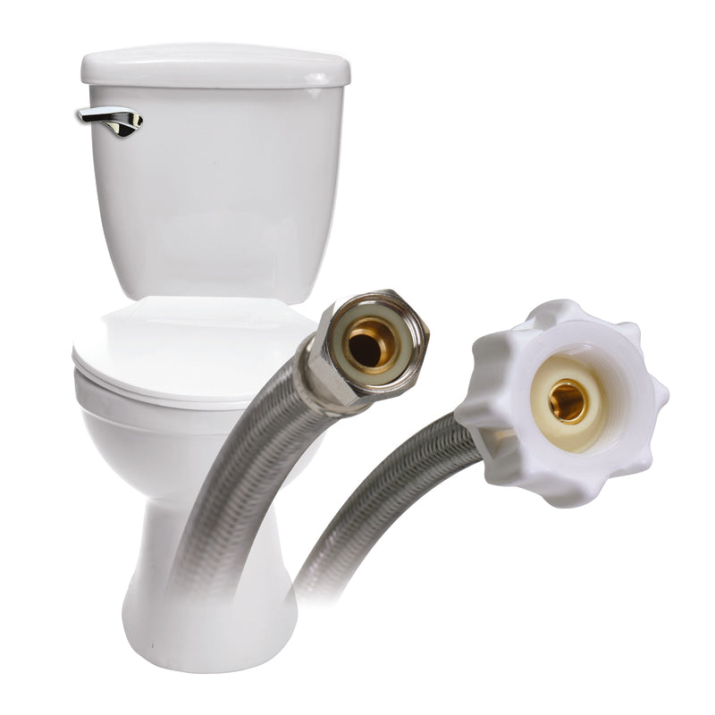 Fluidmaster 3/8 in. Compression X 7/8 in. D Ballcock 16 in. Braided Stainless Steel Toilet Supply Li