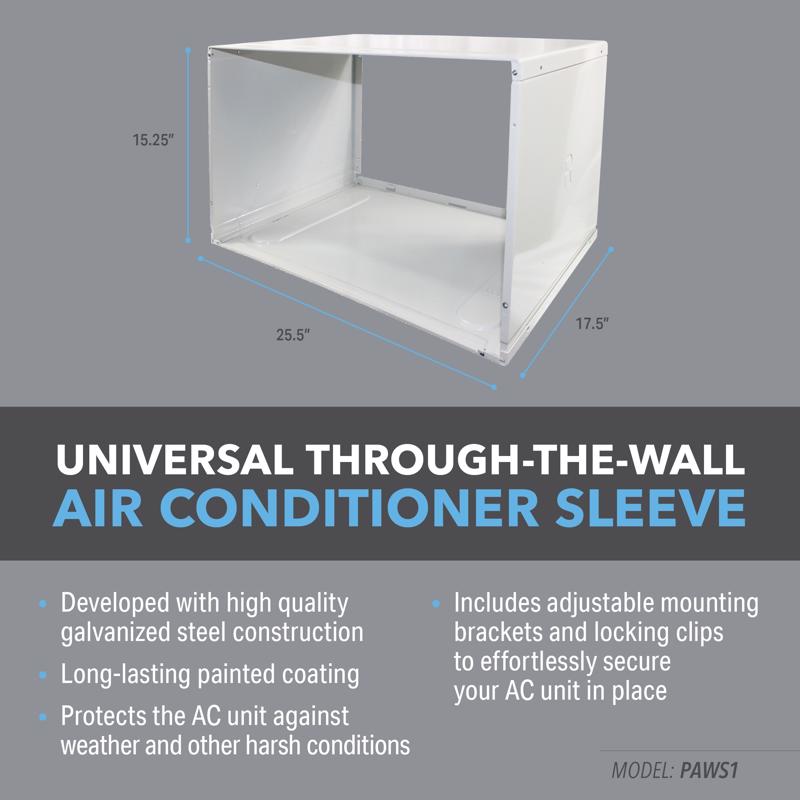 Perfect Aire Air Conditioner Sleeve 25.5 in. W X 15.25 in. H White