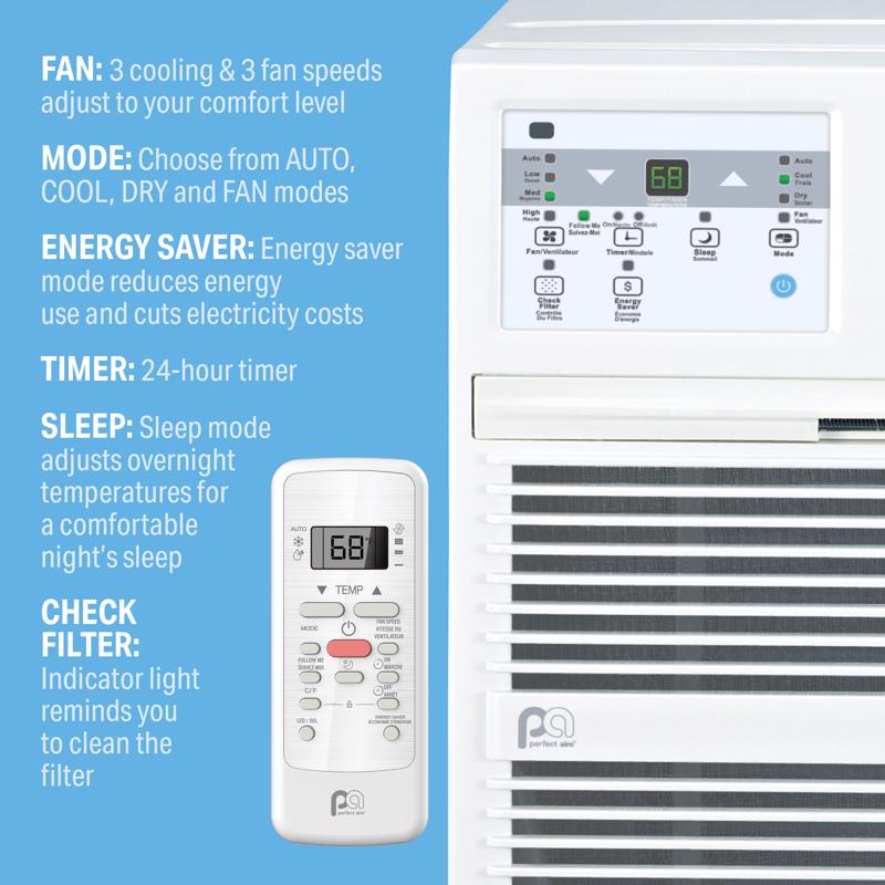 Perfect Aire 10000 BTU 115 V Through-the-Wall Air Conditioner w/Remote 450 sq ft