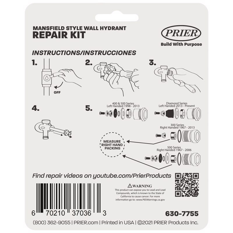 Prier Wall Hydrant Repair Kit For Mansfield