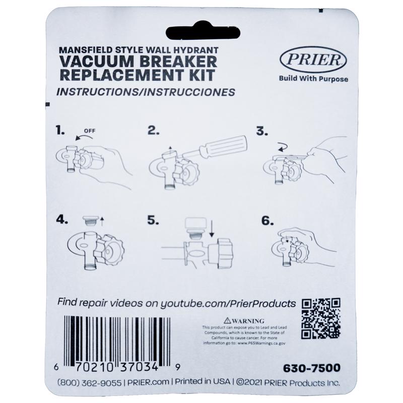 Prier Mansfield Aluminum Vacuum Breaker Repair Kit
