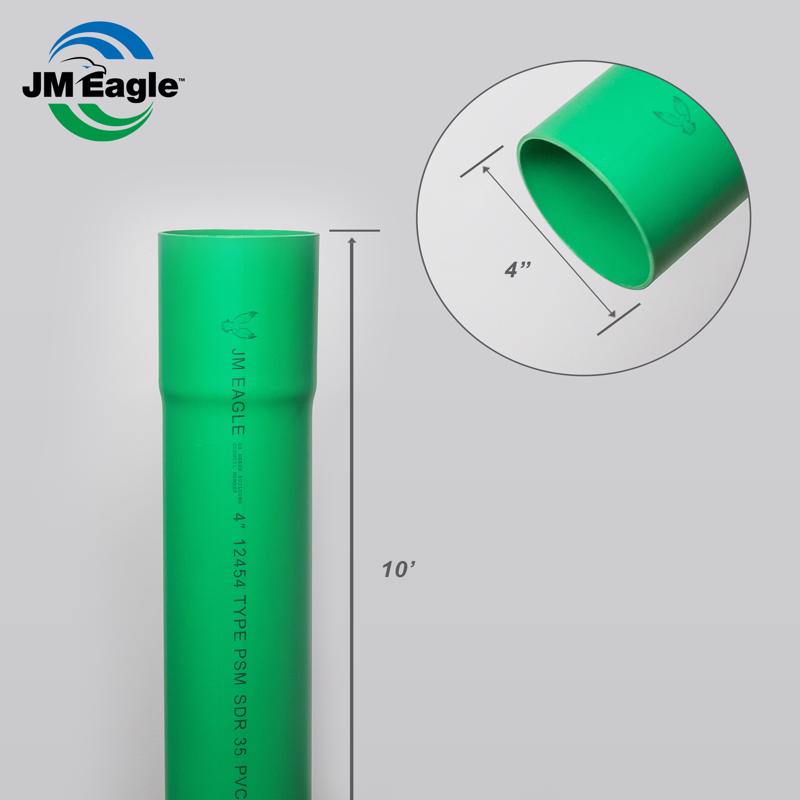 JM Eagle 3034 (SDR35) PVC Sewer Main 4 in. D X 10 ft. L Bell 0 psi