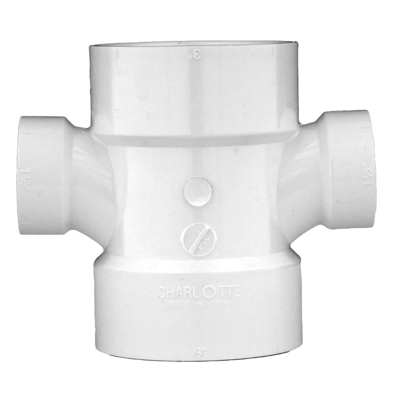 Charlotte Pipe Schedule 40 3 in. Hub X 3 in. D Hub PVC Sanitary Tee