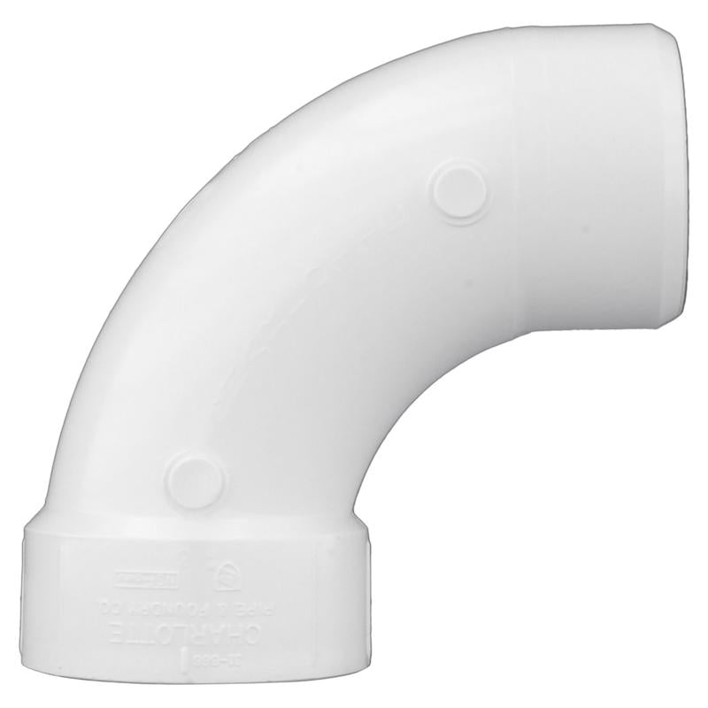 Charlotte Pipe Schedule 40 1-1/2 in. Spigot X 1-1/2 in. D Hub PVC 90 Degree Elbow