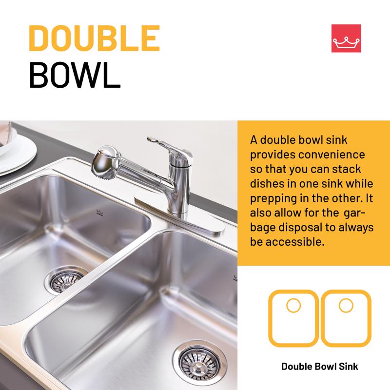 Kindred Creemore Stainless Steel Top Mount 33 in. W X 22 in. L Double Bowl Kitchen Sink Silver