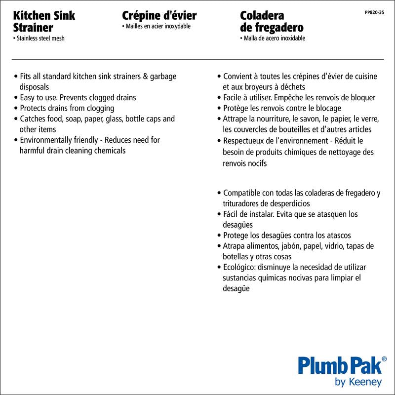 Plumb Pak 4-1/2 in. D Silver Stainless Steel Mesh Strainer