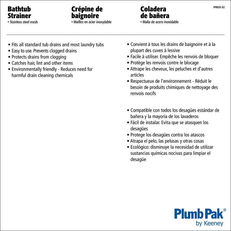 Plumb Pak 2 in. D Chrome Silver Stainless Steel Mesh Strainer