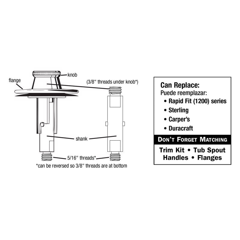 Danco 5/16 in. Chrome Brass Lift Plug and Drain