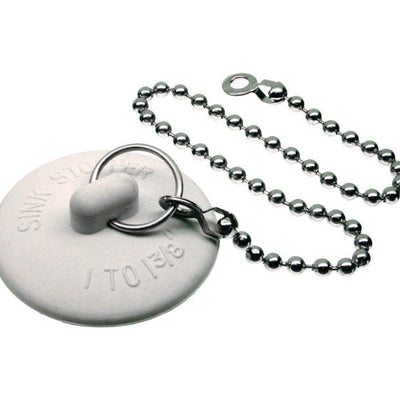 Danco 1-3/8 in. White Rubber Sink Stopper With Beaded Chain